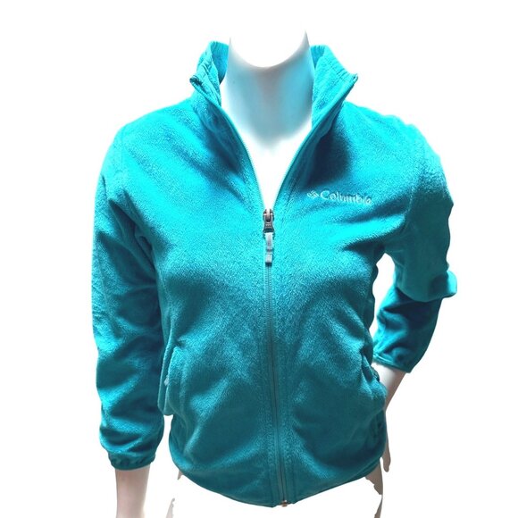 Columbia Juniors Womens Fleece Jacket Size S Full Zip Turquoise - Picture 1 of 9